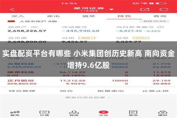 实盘配资平台有哪些 小米集团创历史新高 南向资金增持9.6亿股