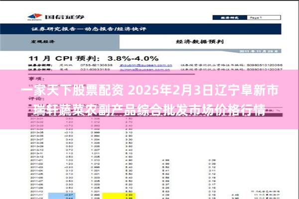 一家天下股票配资 2025年2月3日辽宁阜新市瑞轩蔬菜农副产品综合批发市场价格行情